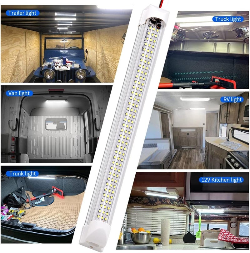 RVZONE 12v LED Interior Light Bar | 108LEDs 1600LM 6W DC 12 Volt led Strip Lights Enclosed Trailer Lights Fixture for Camper Truck Van RV Trailer Cargo Cabient Lights Fixture Motorhome Lorry (4Pack) - Image 2